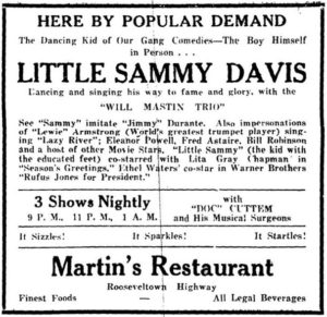 Little Sammy Davis Messena Ad 1937